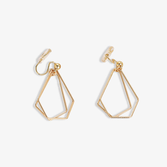Sleek gold-toned alloy gives these Dainty Layered Geometric Clip-on Earrings a contemporary edge. The open-frame design creates an elegant dangle effect, ideal for modern accessorizing. Their coil clip-on closure ensures a secure and comfortable fit for non-pierced ears, making them a versatile choice for any occasion.
