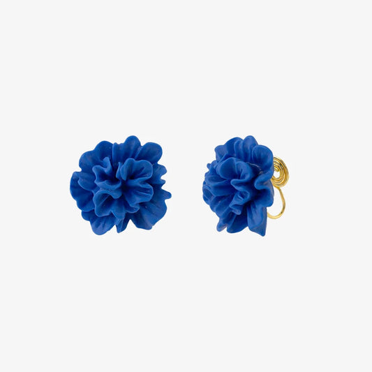 Blue Bloom Floral Clip-On Earrings for Tropical Look