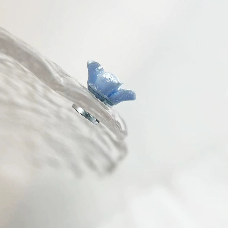 Cute clip-on blue flower earrings without piercing