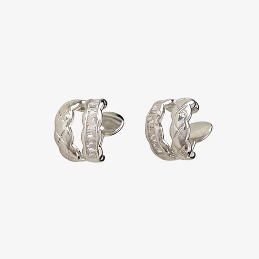 Braided Baguette Clip-On Earrings – Silver