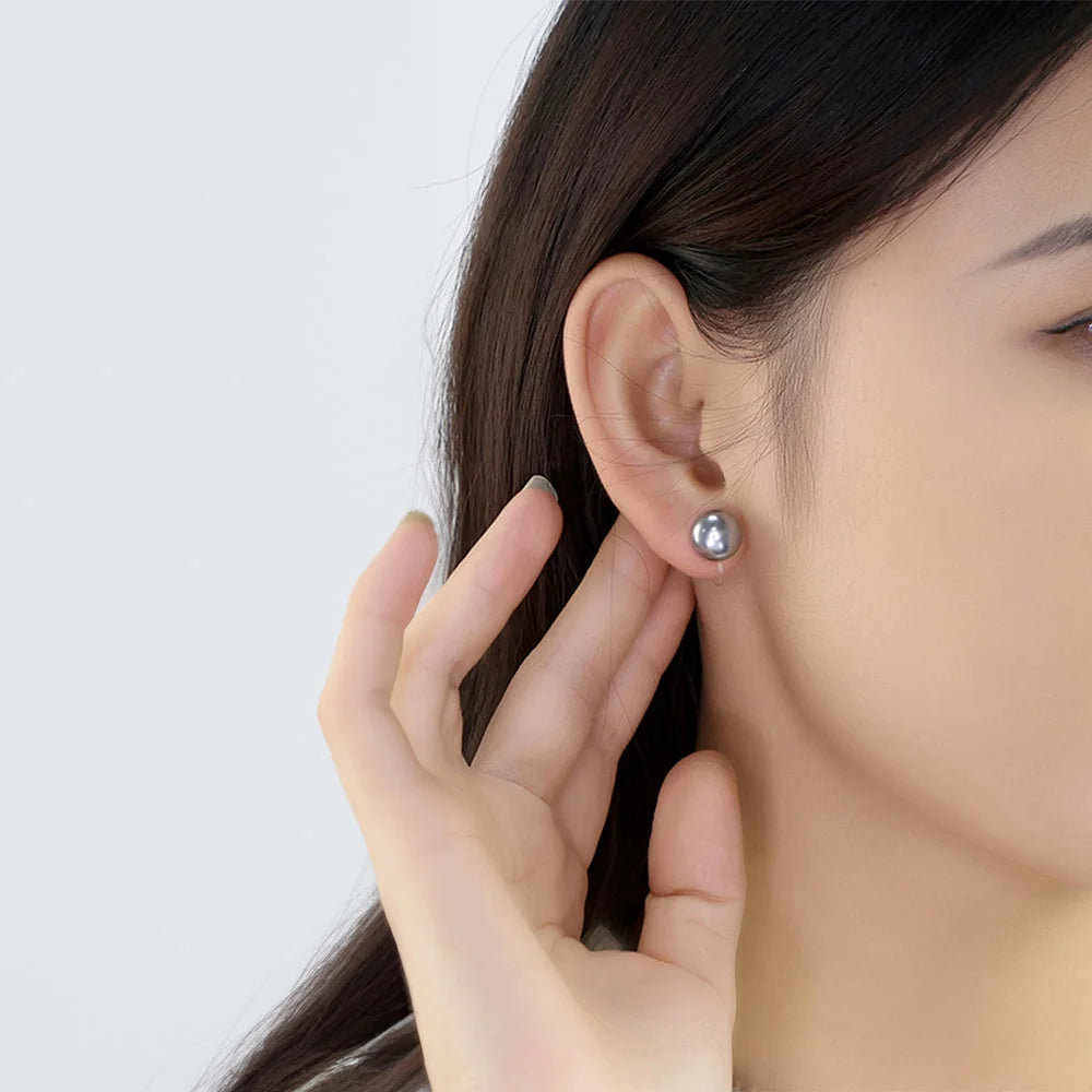 Elegant Deep Gray Pearl Invisible Clip-On Earrings perfect for any occasion, blending style and comfort.