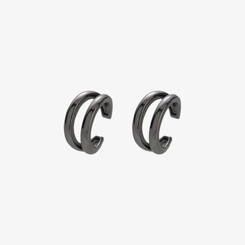 double bands masculine clip earrings