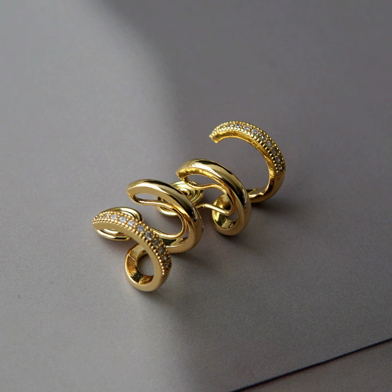 Boucles d'oreilles à clip à double anneau en or