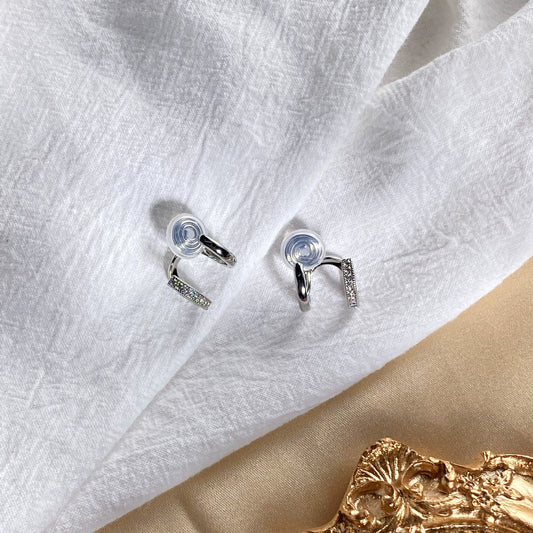 Double Hoop Clip On Earrings In Silver