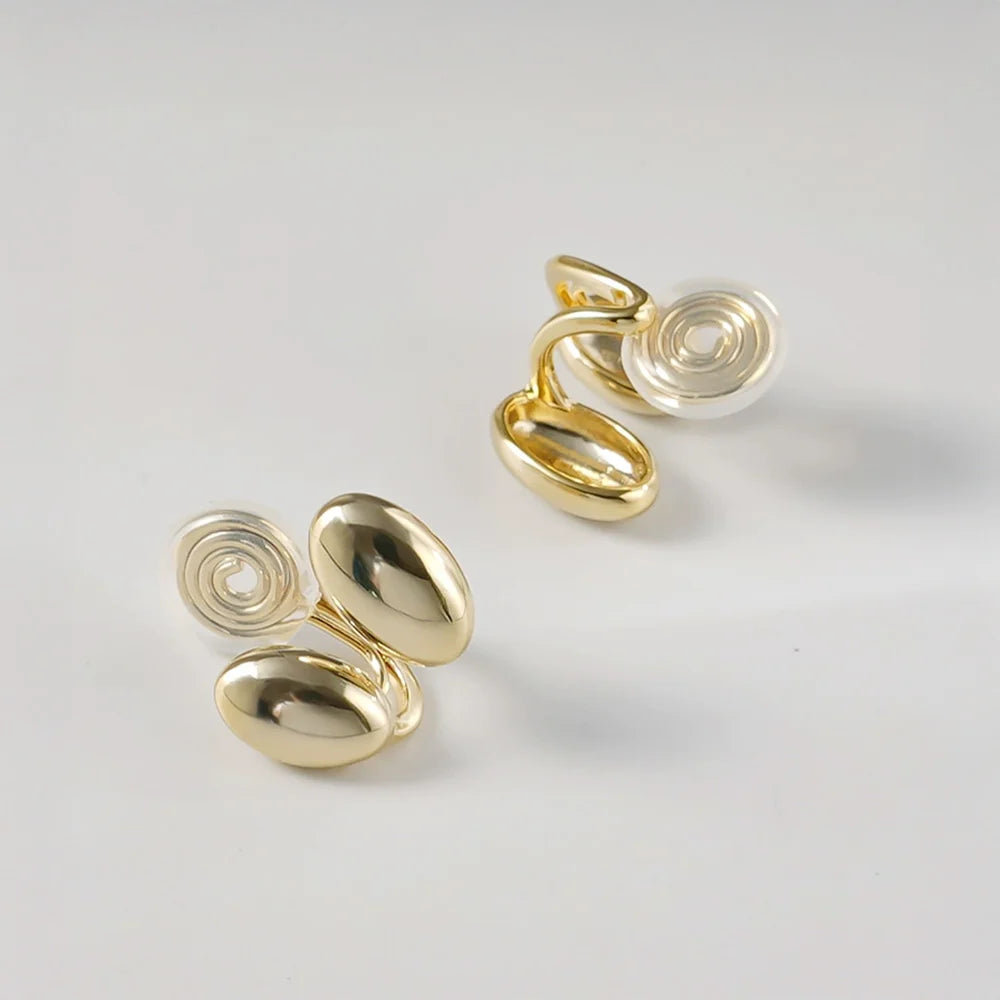 Close-up of the clip-on mechanism of Dual Bean-Shaped Earrings designed for non-pierced ears.