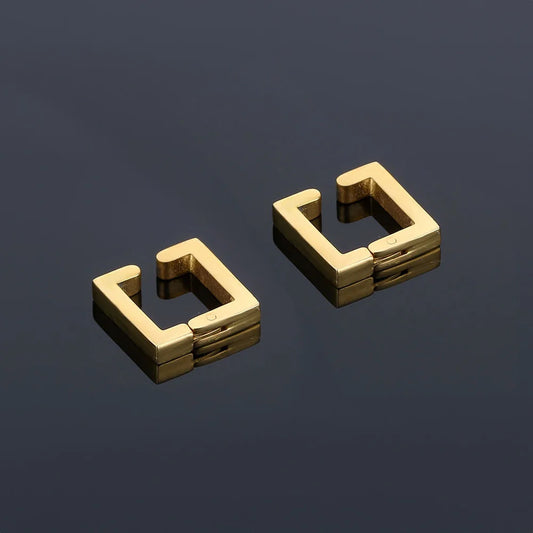 Showcase of Gold Square Clip-On Earrings.
