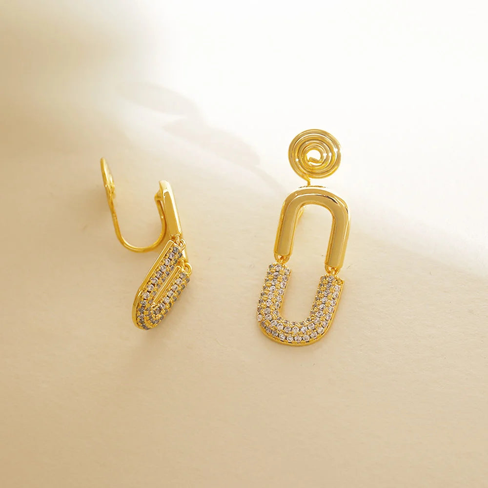 Women's Modern Paperclip-Style Clip-On Dangle Earrings