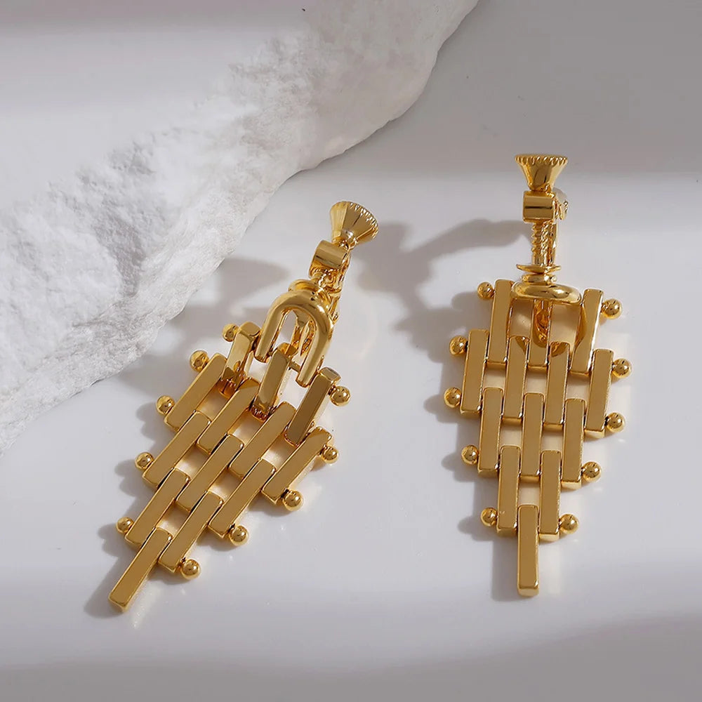 40mm Gold Clip-On Dangle Earrings for Women