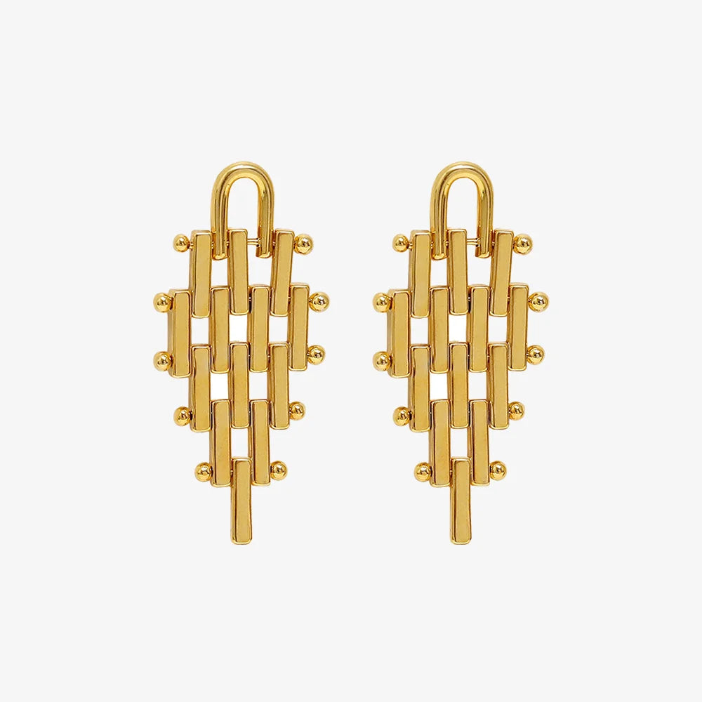 18k Gold-Flashed Woven Lattice Clip-On  Screw Back Earrings for Women