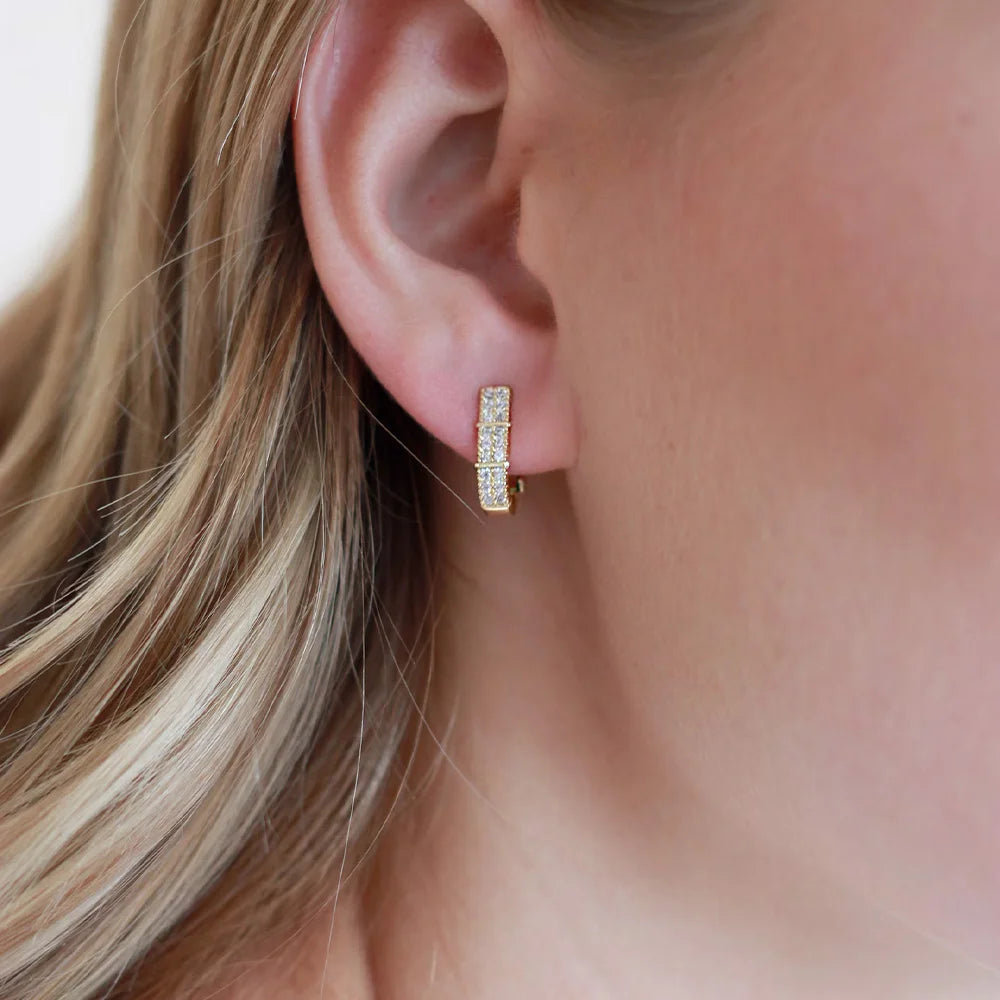 18k Gold-Plated Rectangle Clip-On Earrings for Women