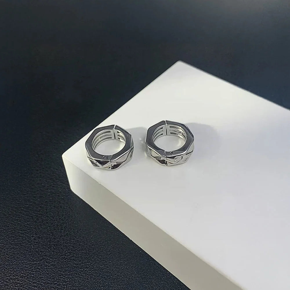 Masculine silver clip on earrings – non-pierced hoop earrings for guys