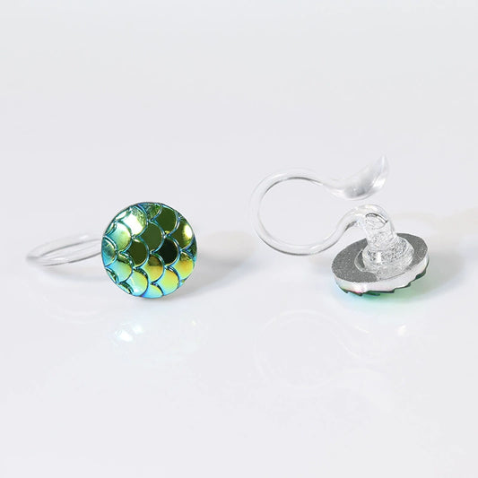 Women’s transparent clip earrings featuring an ocean-inspired design