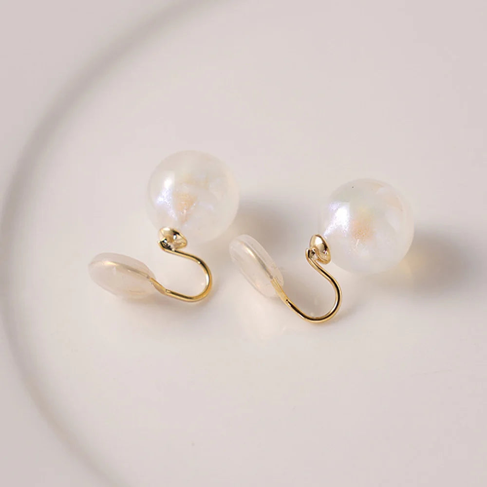 Iridescent Pearl Clip-On Earrings
