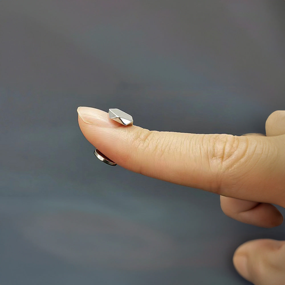 perfect pair of black stainless steel polygon magnetic ear studs for a unique and edgy look