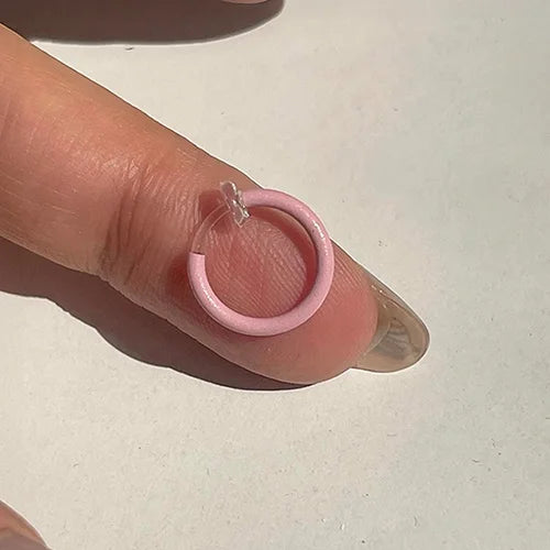 Mini Glow Clip-On Hoop Earrings - Pink