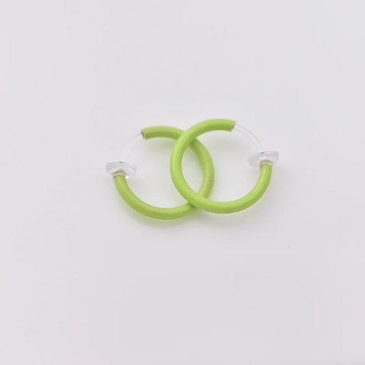 Mini Glow Clip-On Hoop Earrings - Green