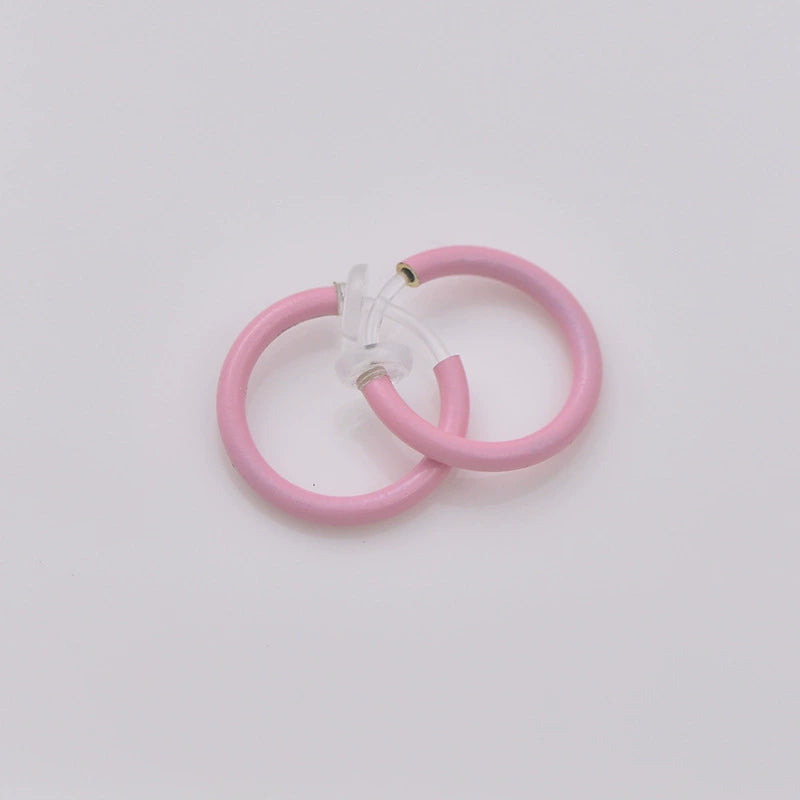 Mini Glow Clip-On Hoop Earrings - Pink