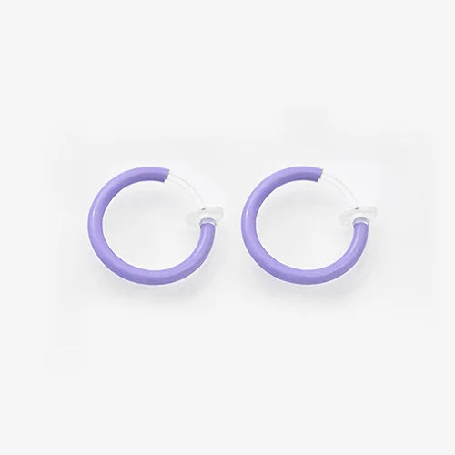 Mini Glow Clip-On Hoop Earrings - Purple