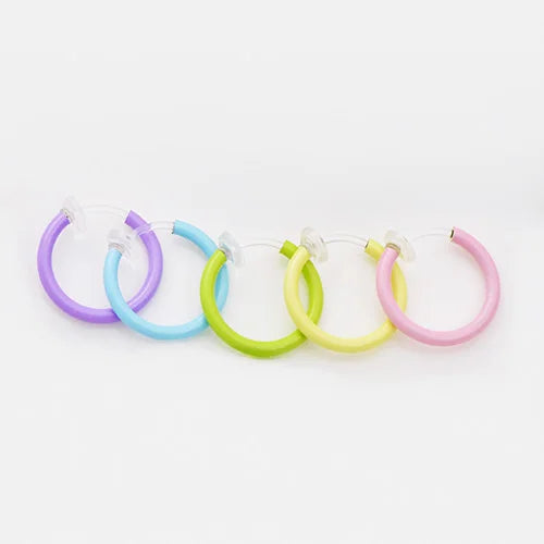 Mini Glow Clip-On Hoop Earrings - Pink