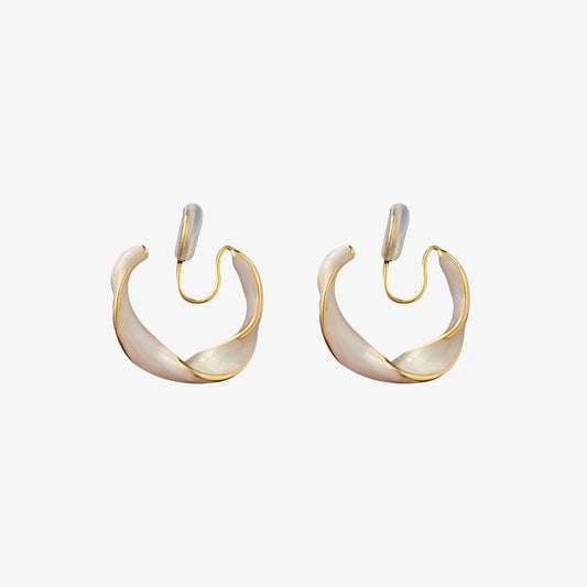 Pearlescent Wave Clip-On Hoop Earrings