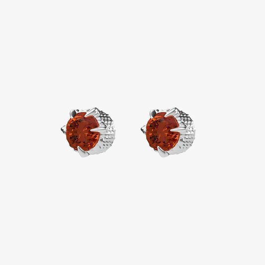 Bold ruby dragon claw magnetic ear studs in silver for men, 9mm diameter