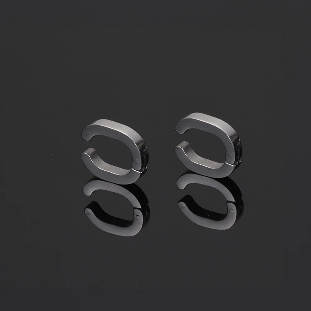 Side view of Silver Horseshoe Clip-On Earrings.