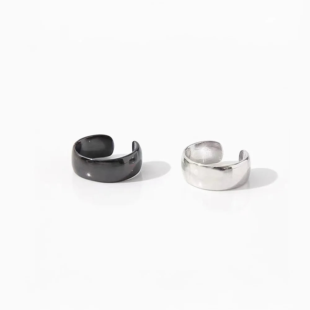 Bold Black & Silver Conch Ear Cuffs – Mixed Pair