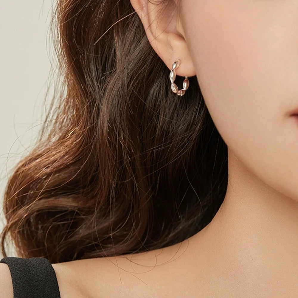 S925 Braided Clip-On Hoop Earrings for Women