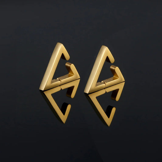 Showcase of luxurious gold-plated titanium steel clip-on earrings.
