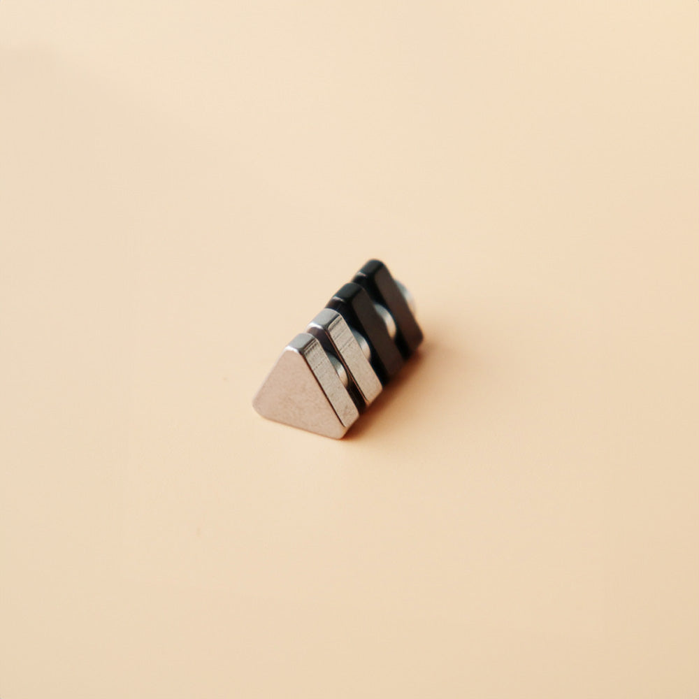 mens black triangle magnetic earrings made of stainless steel - ideal for a modern and edgy look without piercing