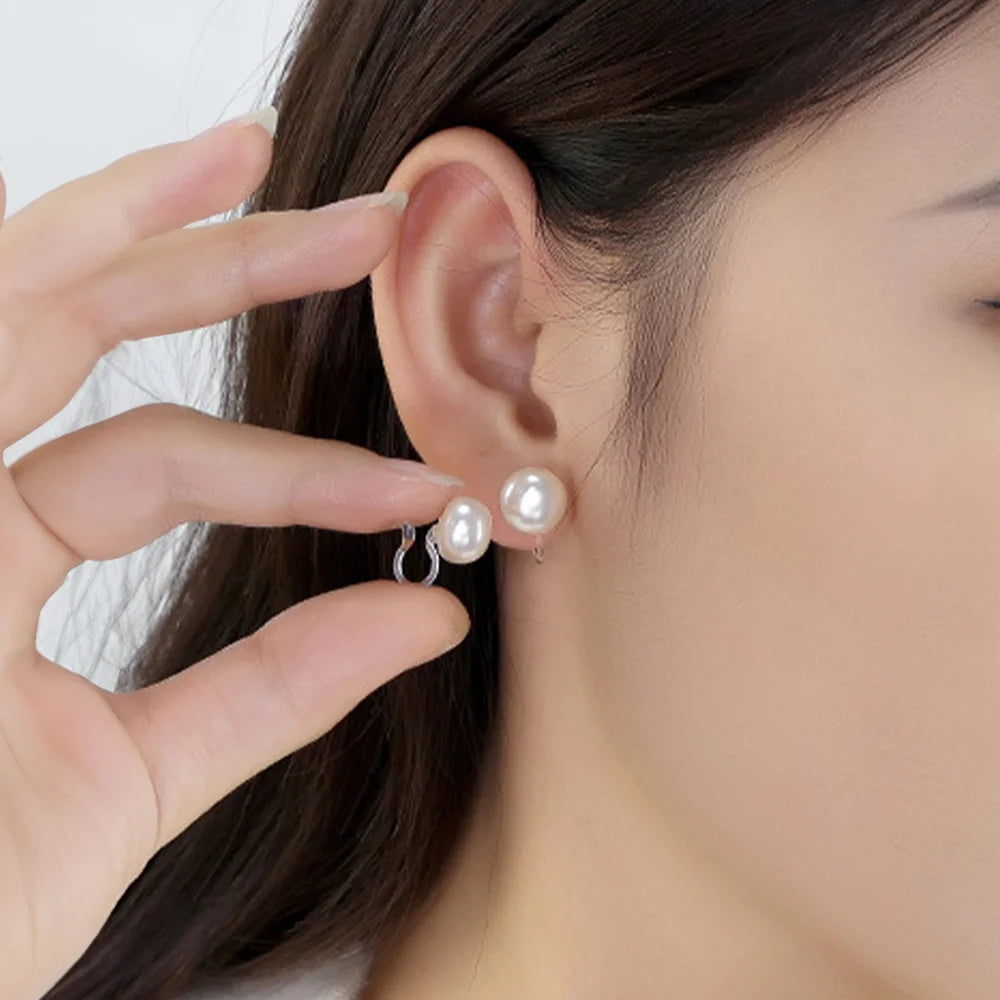 Timeless White Pearl Invisible Clip-On Earrings ideal for both daily wear and special events.