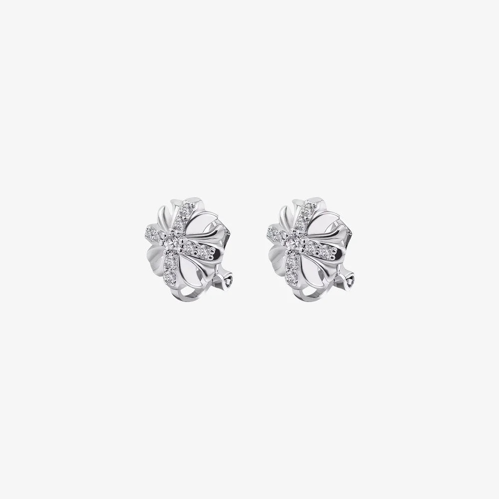 White gold plated ear studs for men with zircon stones