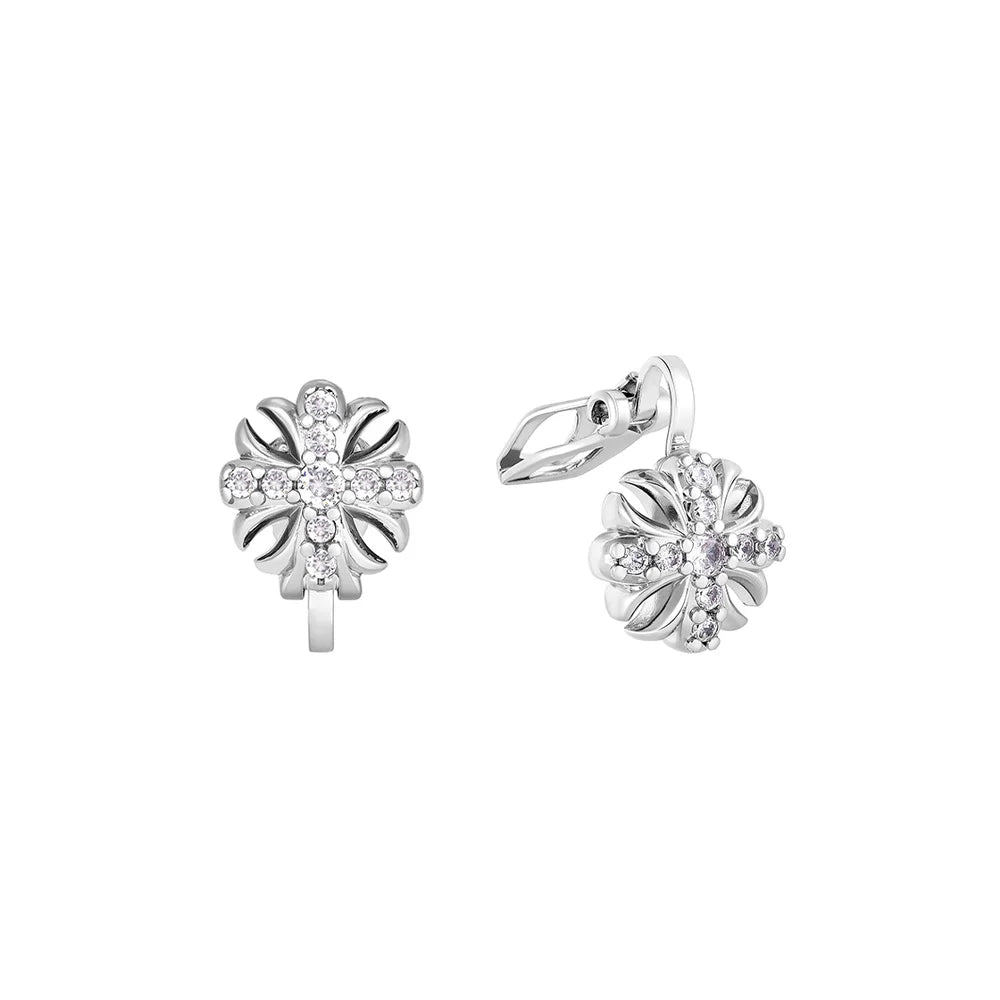 Elegant non-pierced stud earrings for hiphop looks with cross shape