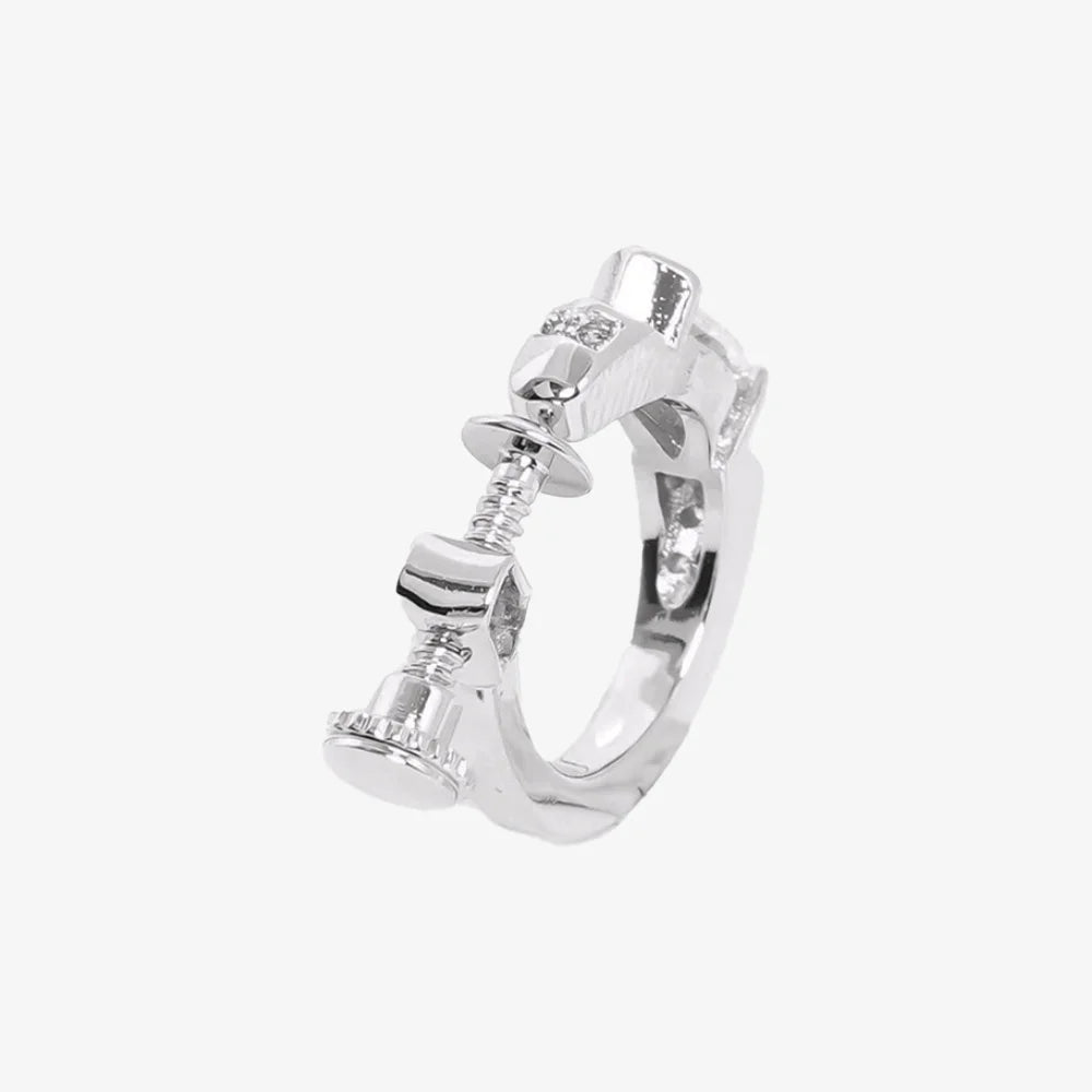 White Zircon Silver Clip-On Hoop Earrings with screw-back clip-on closure.