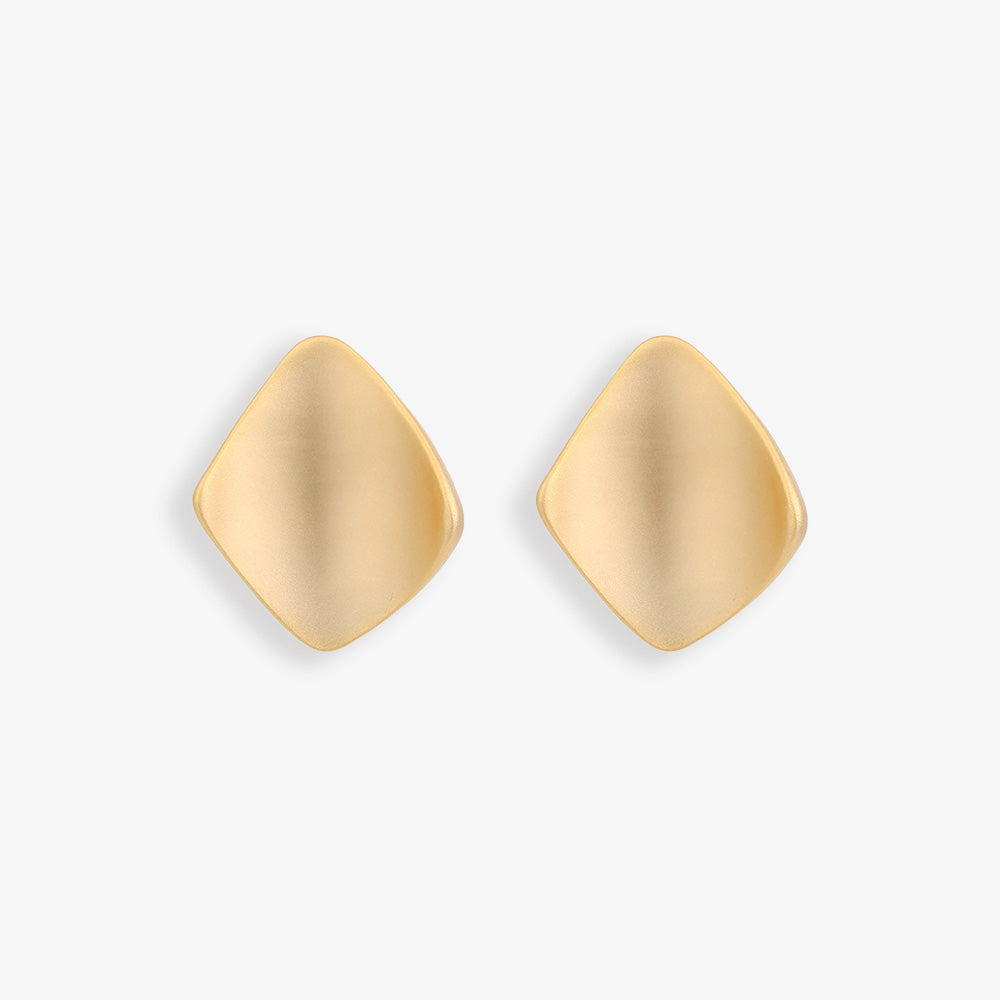 Chunky gold square clip-on stud earrings make a statement with their geometric design. Crafted from alloy with a secure coil clip closure, these non piercing ear studs are perfect for those who love to add a touch of drama to their look.