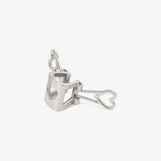 Single Heart Binder Clip Conch Ear Cuff in white gold against a white background, ideal for adding a touch of office chic to workwear ensembles.