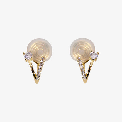 18k Gold Plated Zircon Grass Blossom Clip-On Earrings