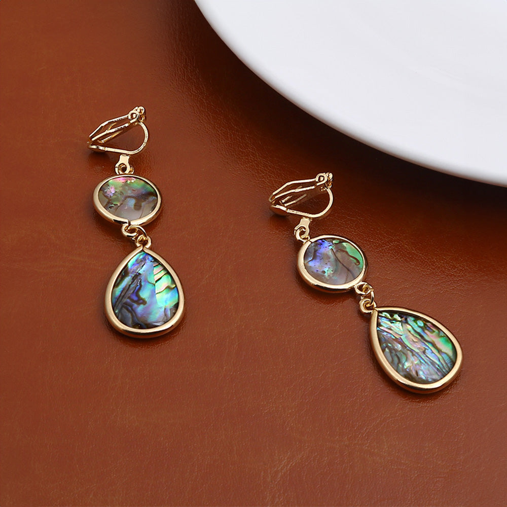 Abalone Shell Teardrop Clip-On Earrings