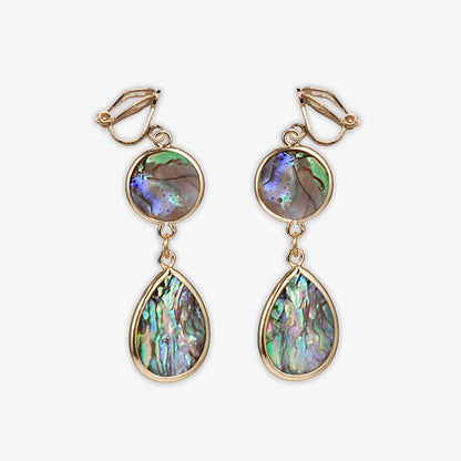 Abalone Shell Teardrop Clip-On Earrings