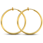 14K yellow gold-plated large hoop clip-on earrings on a white background, front view.