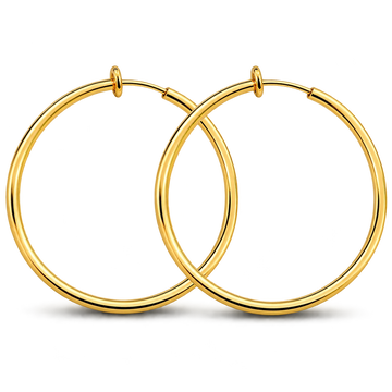14K yellow gold-plated large hoop clip-on earrings on a white background, front view.