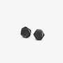 A pair of black geometric-shaped magnetic stainless ear studs for men on a white background
