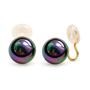Pair of Black Pearl Clip-On Earrings displayed on a soft white surface, capturing the classic and timeless design.