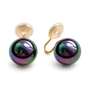 Pair of Black Pearl Clip-On Earrings displayed on a soft white surface, capturing the classic and timeless design.