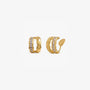 Braided Baguette Clip-On Earrings in yellow gold, front view on white background