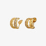 Braided Baguette Clip-On Earrings in yellow gold, front view on white background