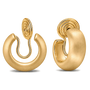 Elegant brushed gold clip-on hoop earrings for women, 15mm diameter, gold plated copper