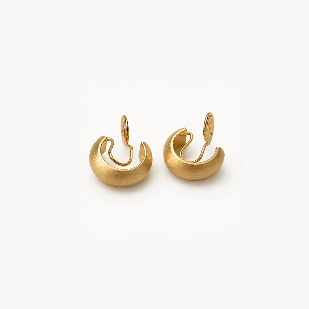 Brushed Gold Clip-On Hoop Earrings