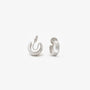 Stylish brushed silver clip-on hoop earrings for women, 15mm diameter, white gold plated copper