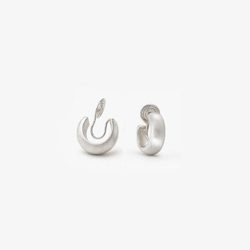 Stylish brushed silver clip-on hoop earrings for women, 15mm diameter, white gold plated copper